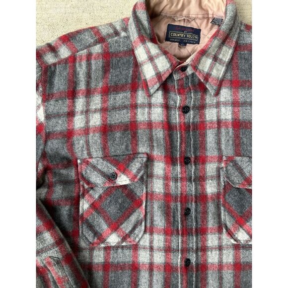 Vintage Sportswear by Country Touch Flannel Wool Jacket Men Size Large Red Plaid - Picture 6 of 6
